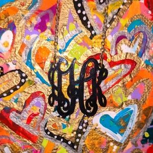 Monogram necklace with silver chain